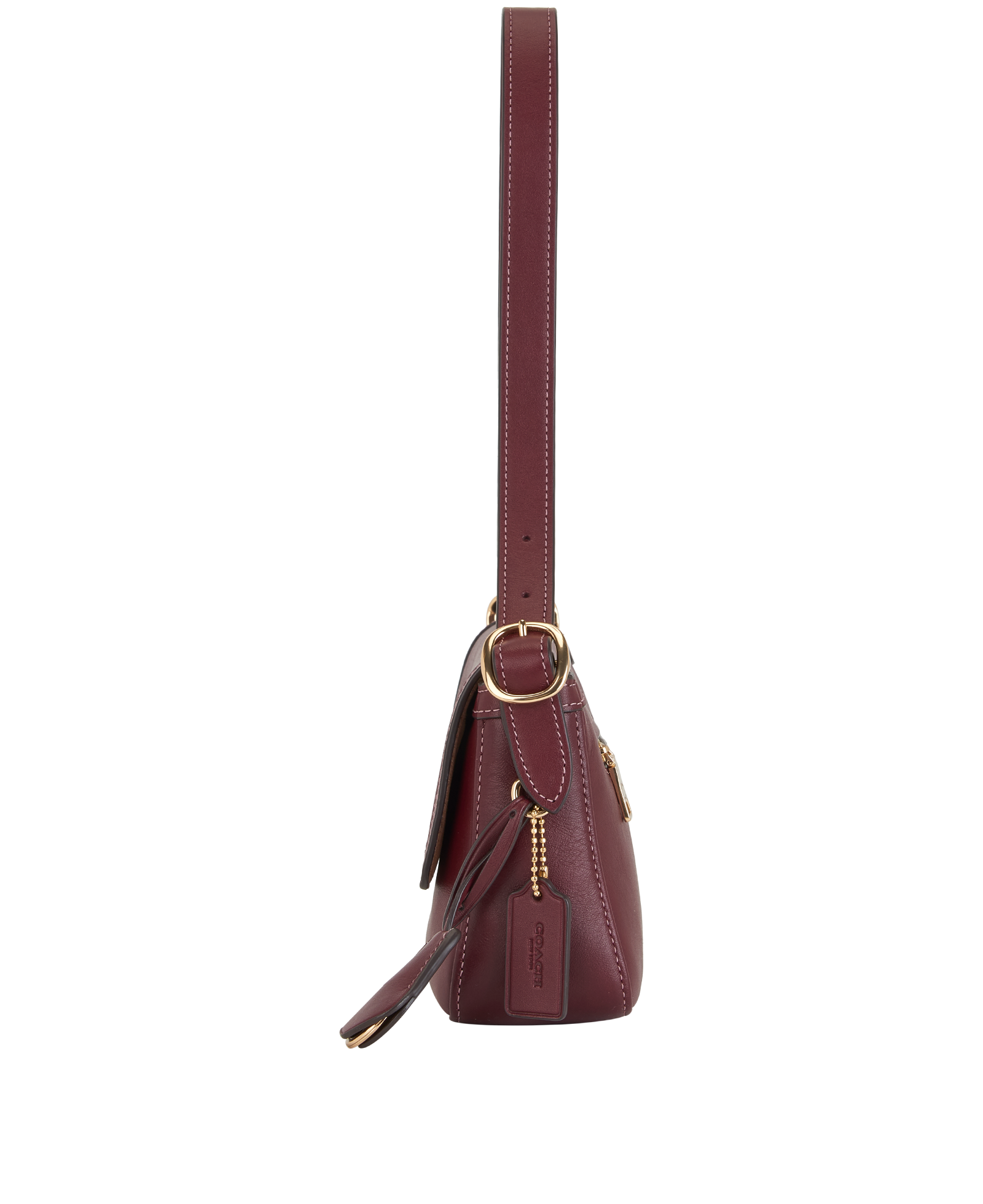 Small Etta Flap, &pound;155, Handbags, Burgundy, Leather, Bottom view